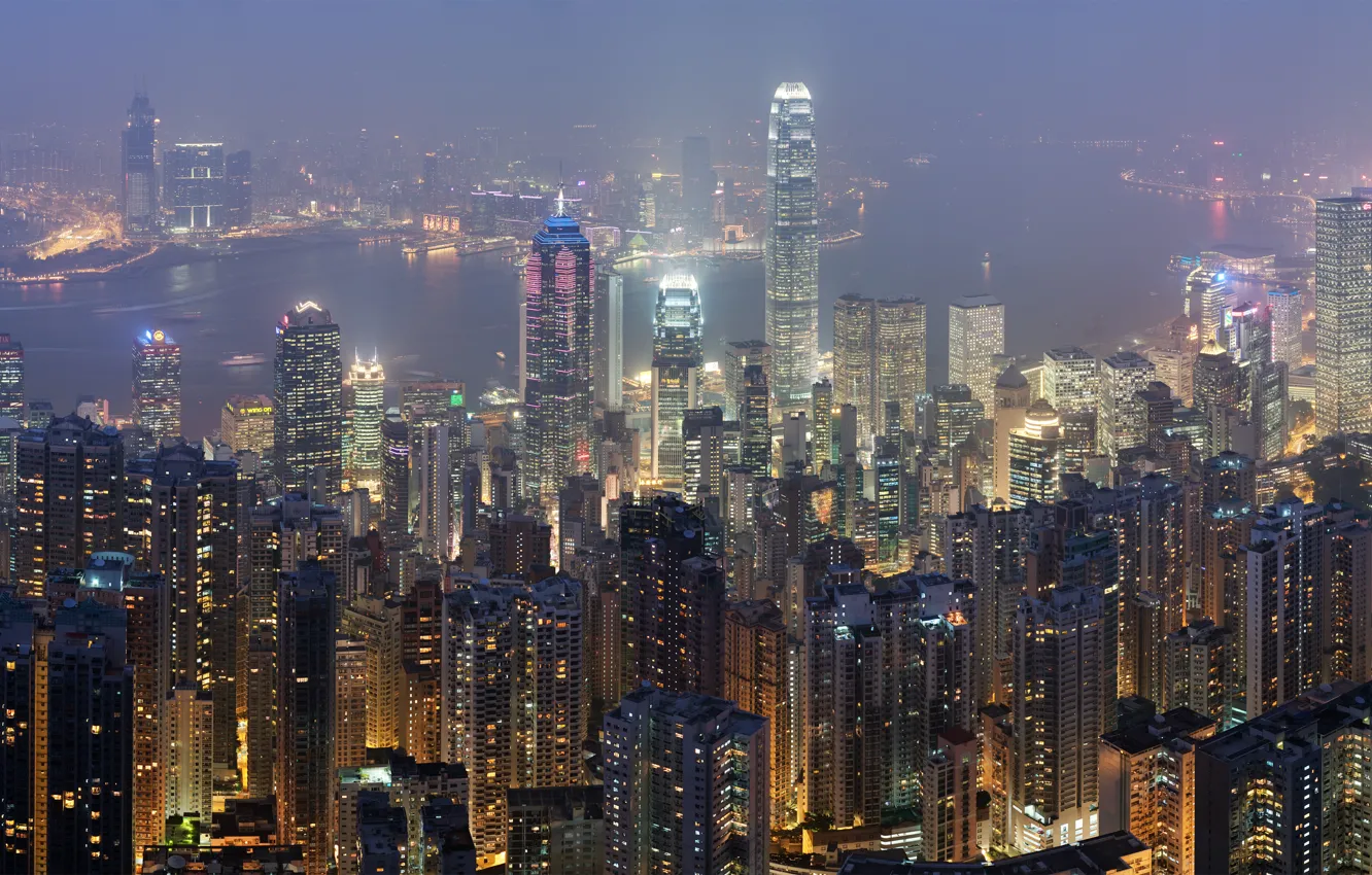 Фото обои пейзаж, Гонконг, небоскребы
