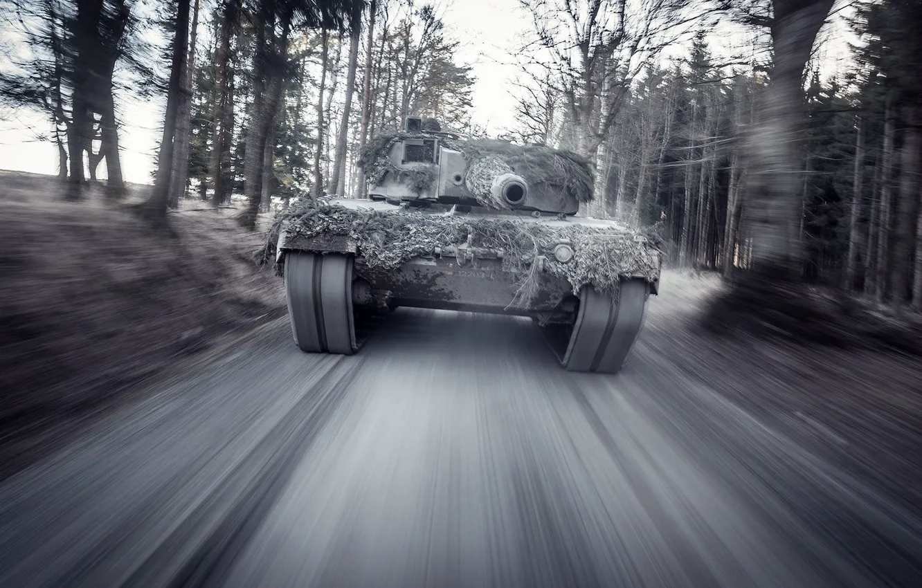 Фото обои скорость, немецкий, основной, боевой танк, Leopard 2