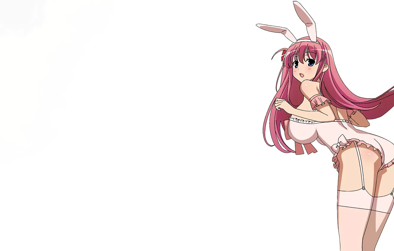 Фото обои girl, sexy, ass, cleavage, thighhighs, pink hair, long hair, boobs
