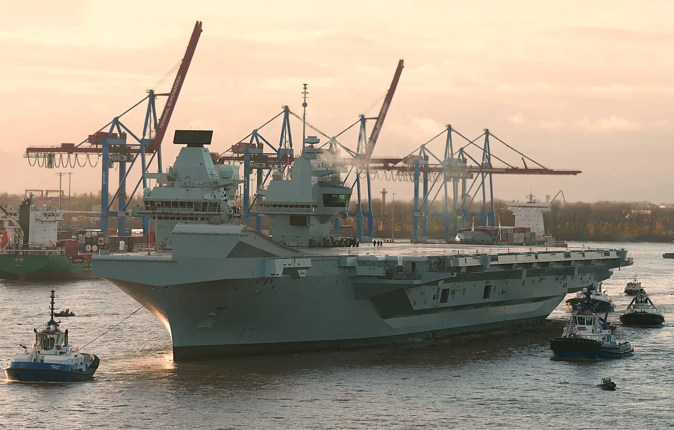 Фото обои Великобритания, авианосец, HMS Queen Elizabeth, Королевский Флот