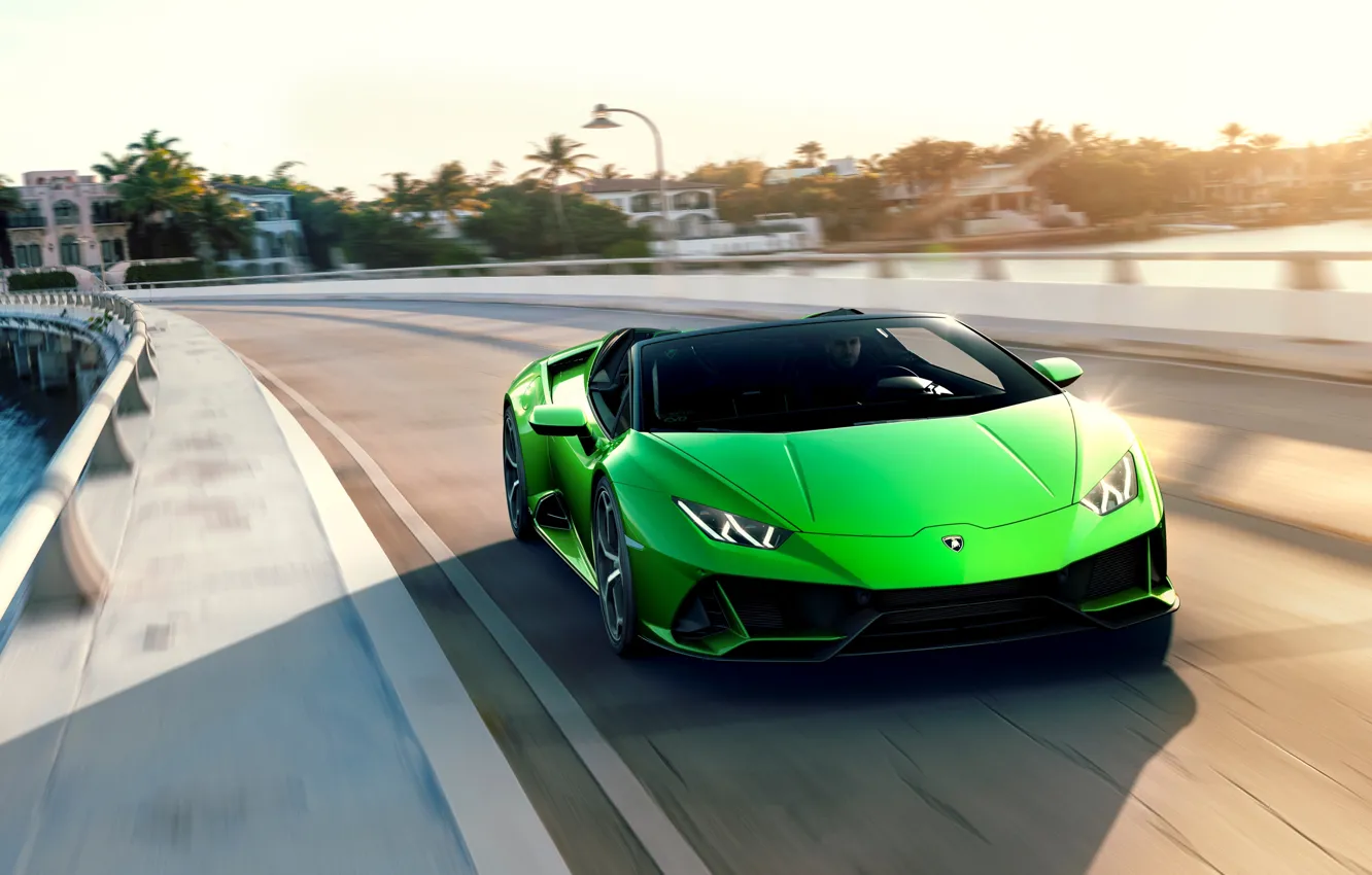 Фото обои дорога, машина, небо, скорость, Lamborghini, спорткар, Spyder, Evo