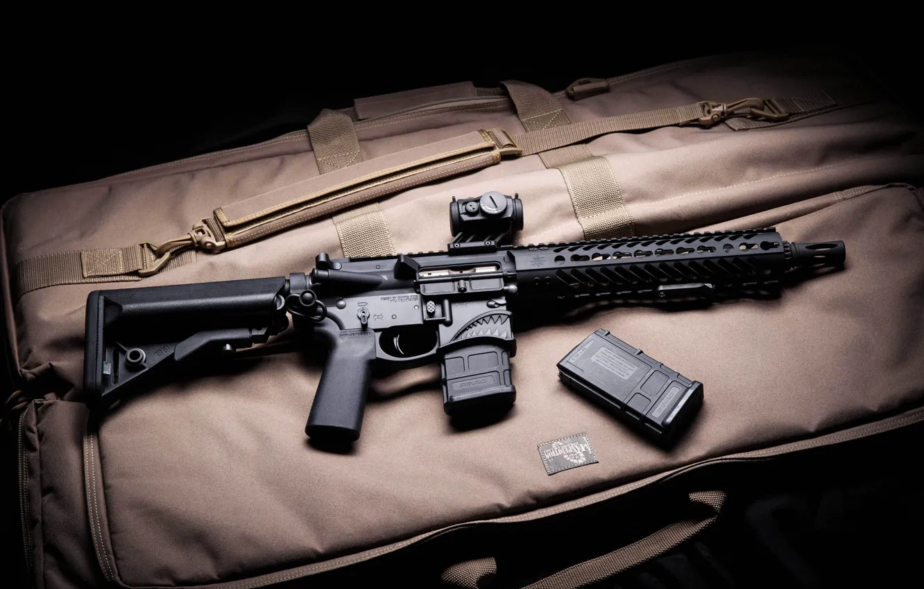 Фото обои оружие, сумка, винтовка, карабин, штурмовая, полуавтоматическая