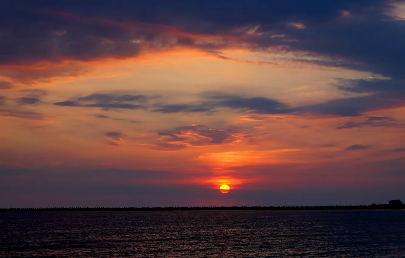 Фото обои sky, sea, sunset, morning