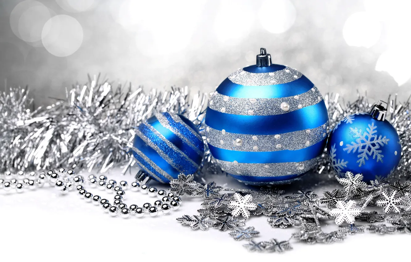 Фото обои украшения, шары, Новый Год, Рождество, Christmas, blue, New Year, decoration