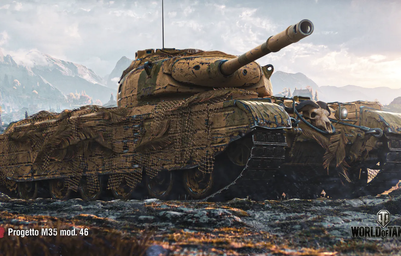 Фото обои WoT, World of Tanks, Wargaming, game art, Progetto M35, mod. 46