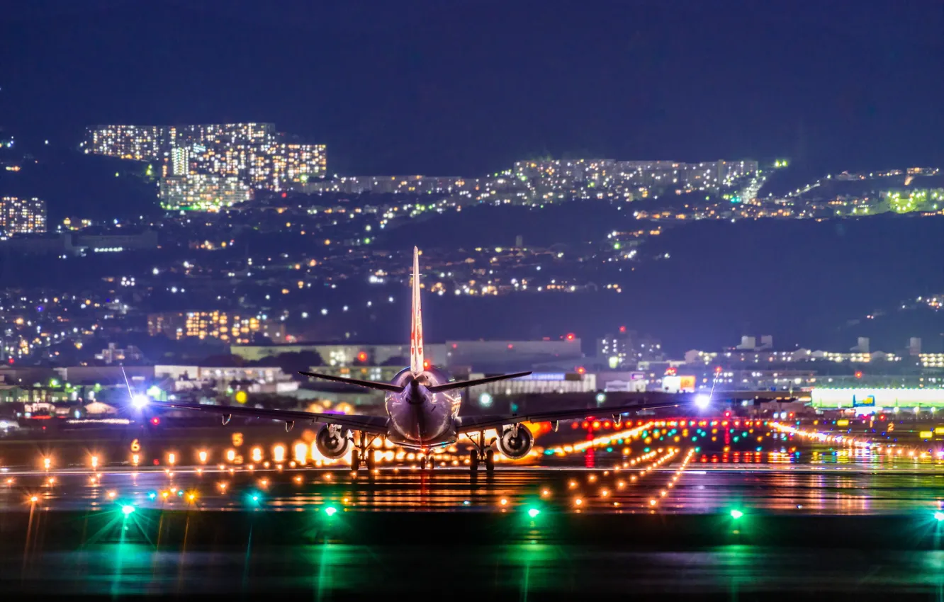 Фото обои Airplane, NightView, Itami Airport