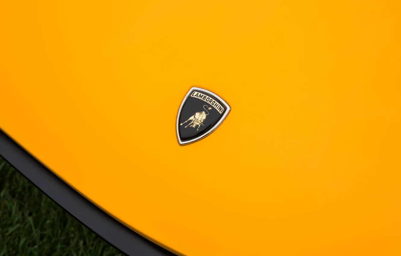 Фото обои Авто, Lamborghini, Машина, Классика, Лого, Оранжевый, Логотип, Автомобиль