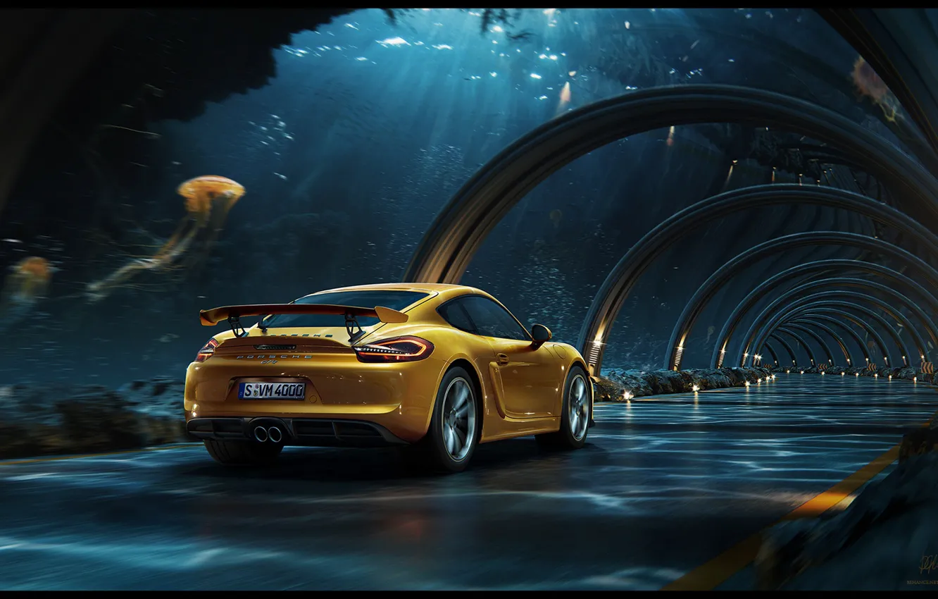 Фото обои Porsche, тоннель, making of, Underwater road, Dmitriy Glazyrin