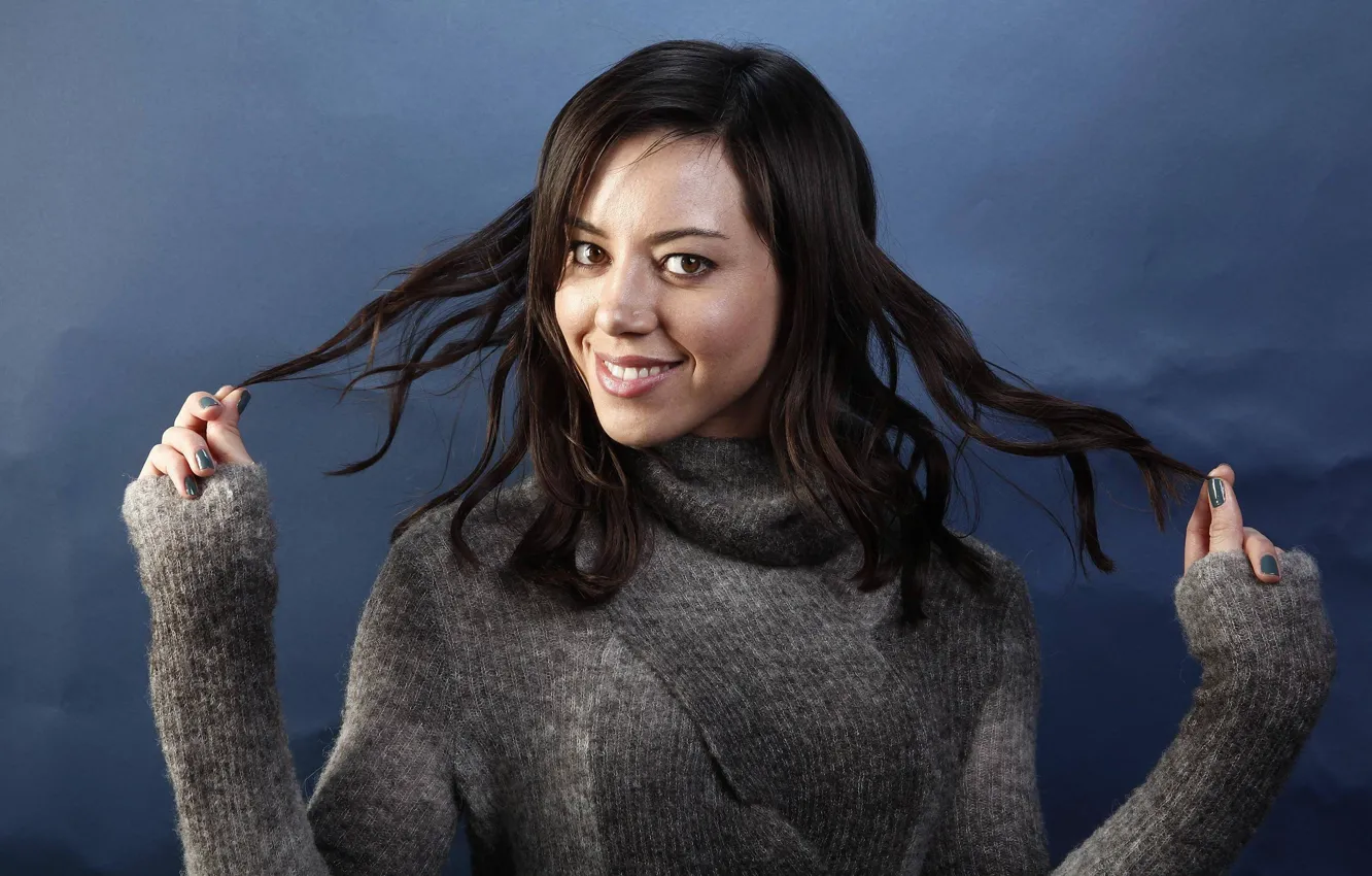 Фото обои sexy, brunette, cute, actress, sweater, Aubrey Plaza