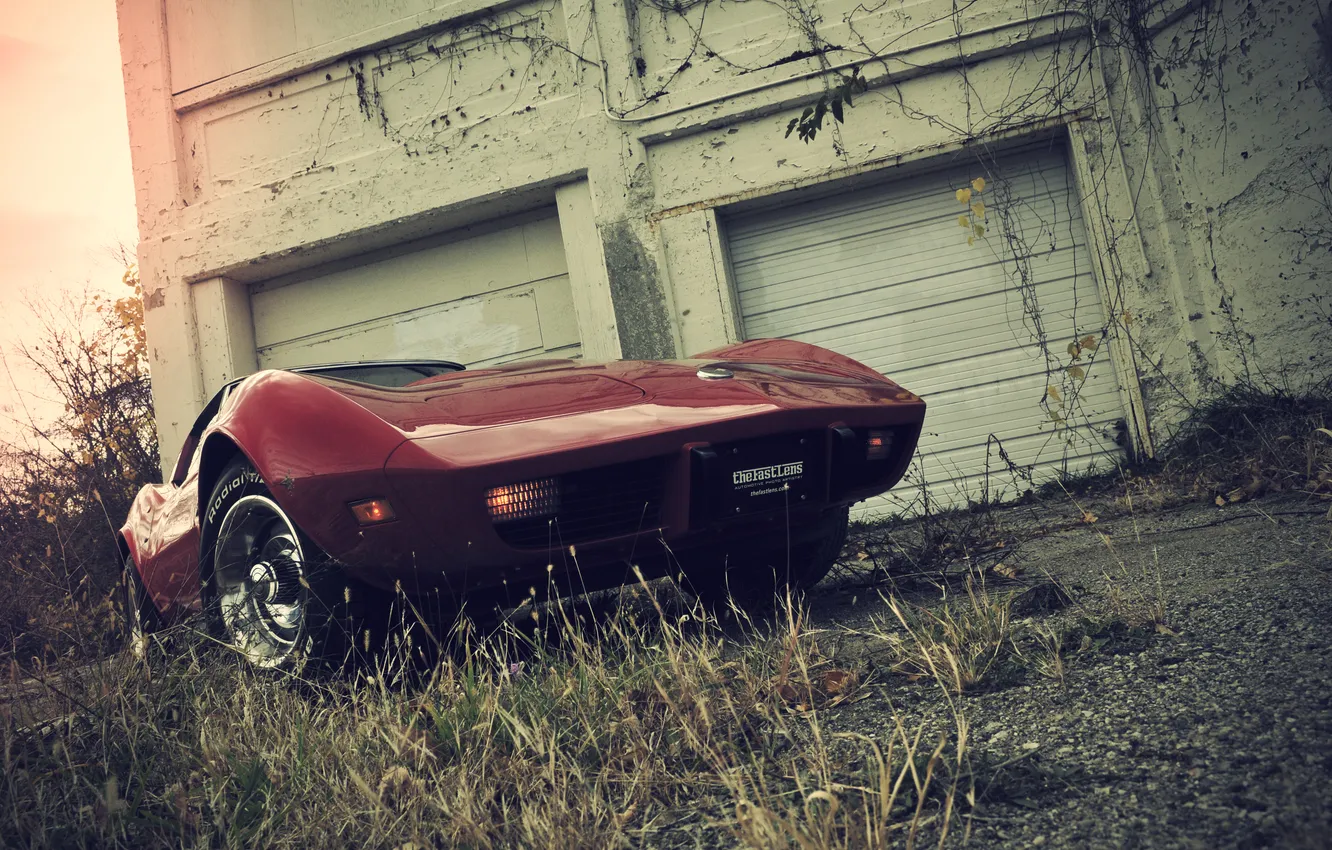 Фото обои красный, Corvette, Chevrolet, мускул
