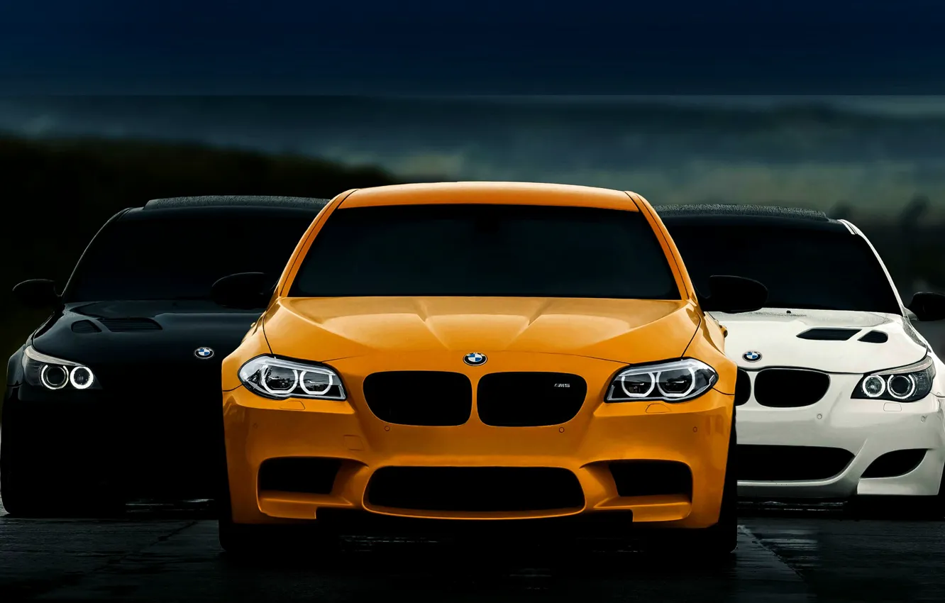 Фото обои BMW, F10, E60, STYLE, BLACK, WHITE, ORANGE, FASHION