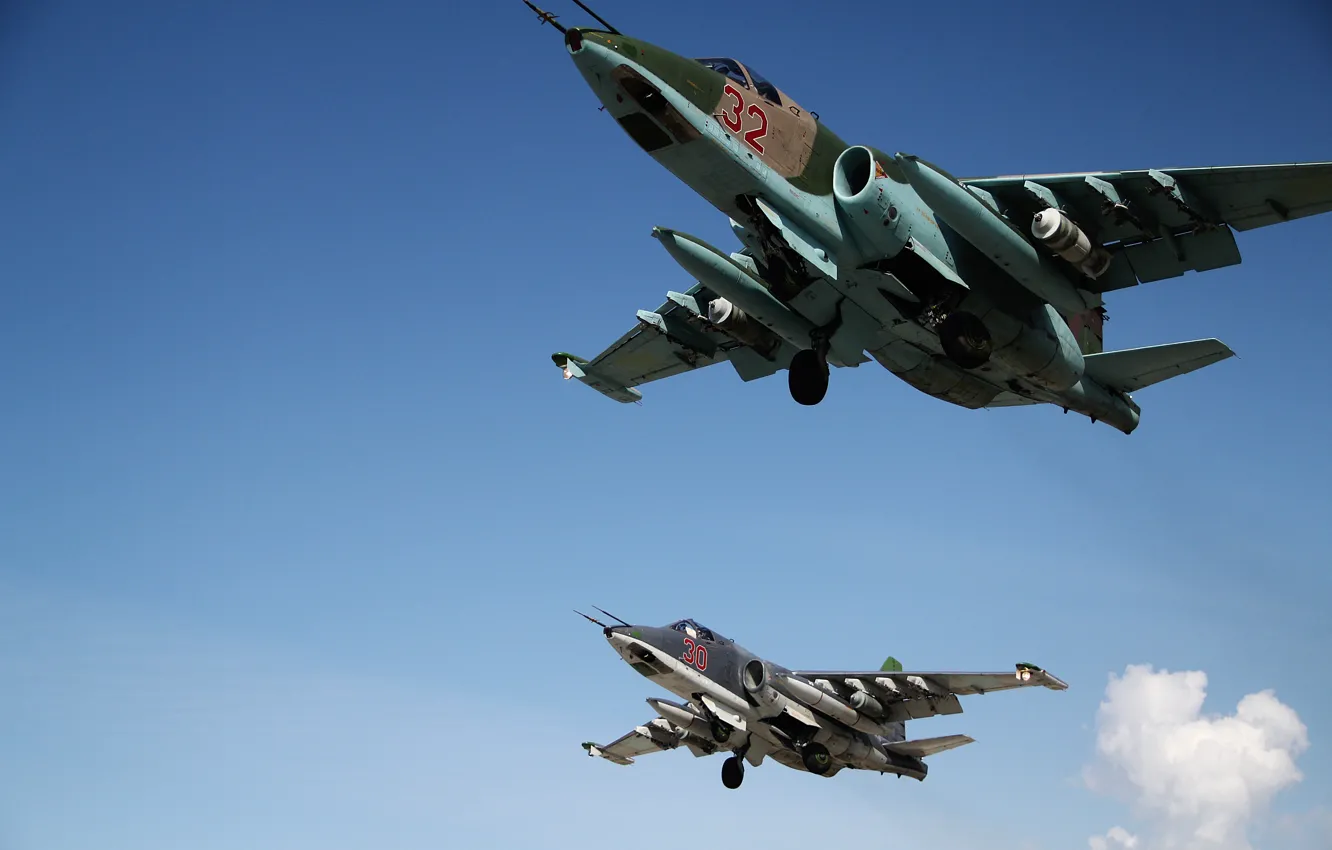 Фото обои взлёт, Су-25, Сирия, Фронтовой самолёт
