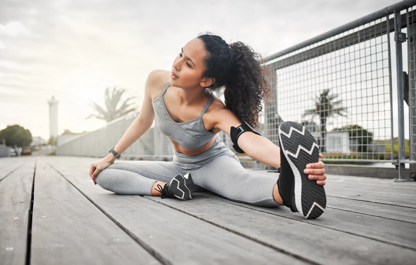 Фото обои gym, leggings, buttock, woman fitness, activewear, woman exercises, woman streching, woman workout