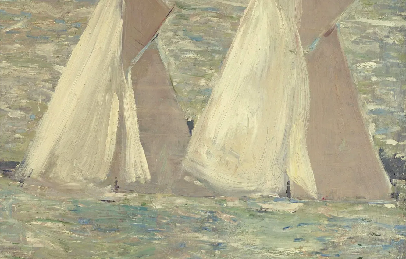 Фото обои море, картина, парус, 1898, Поль Сезар Эллё, Paul Cesar Helleu, Регата в Коузе