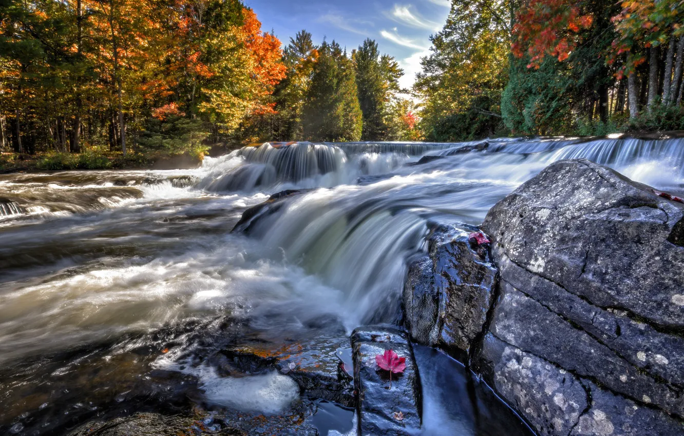 Фото обои вода, река, камни, водопад, поток, river, water, rocks