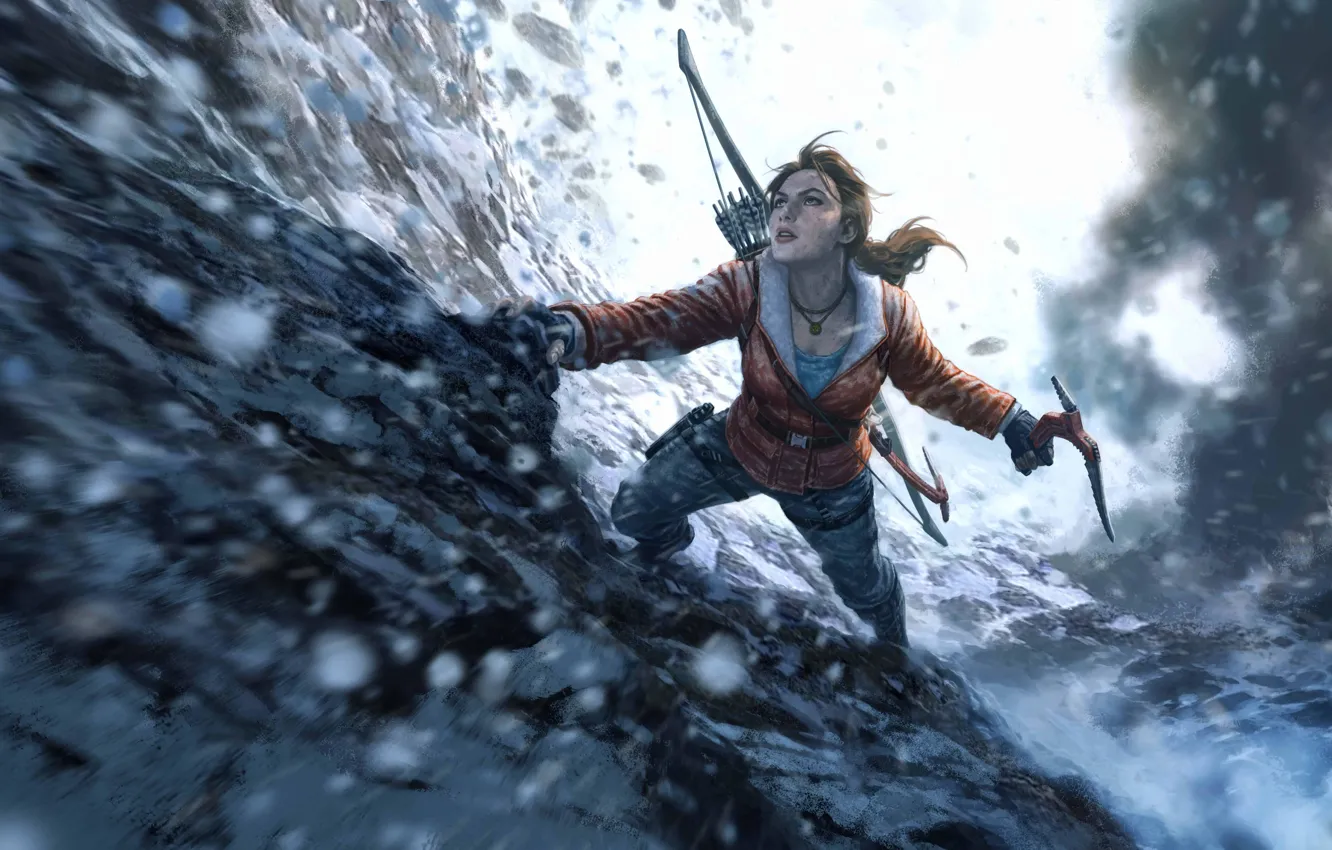 Фото обои Tomb Raider, Mountain, Snow, Lara Coft