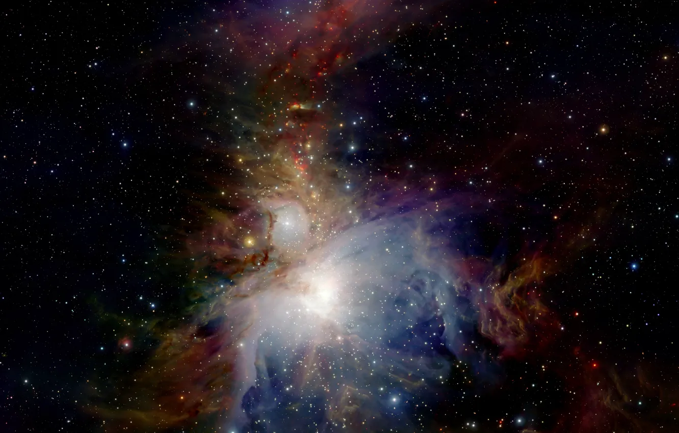 Фото обои Stars, Nebula, Messier 42, Orion Nebula, M 42, NGC 1976, VISTA, Infrared view