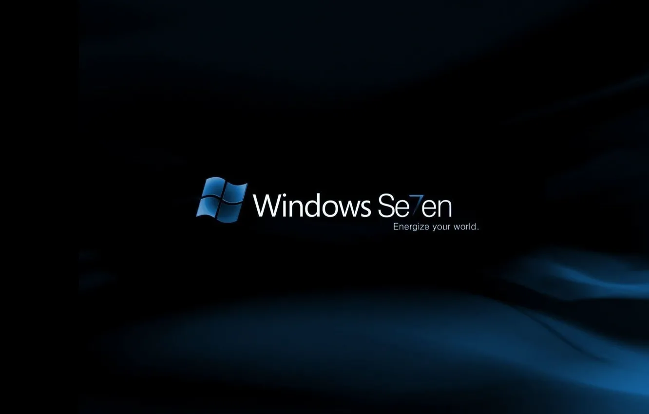 Фото обои синий, фон, чёрный, seven, Windows 7, семь, программа