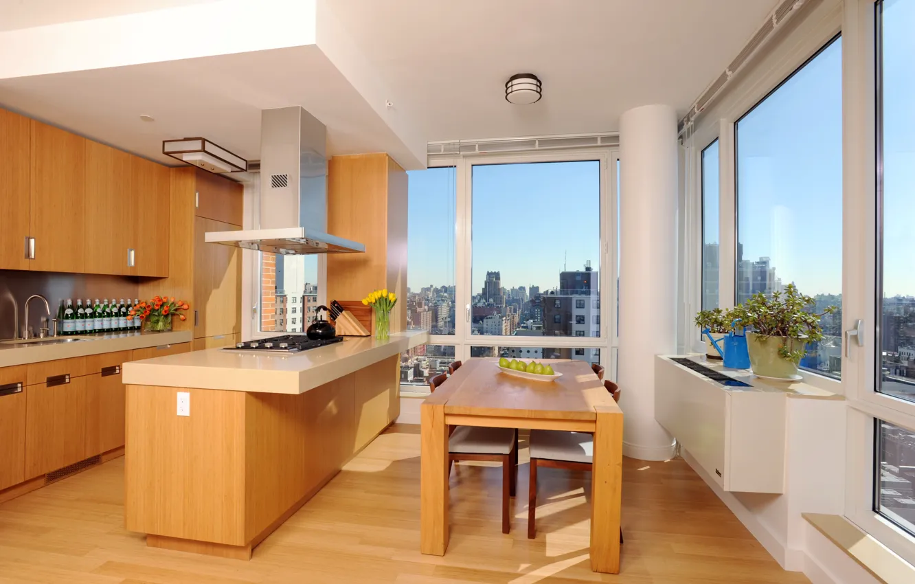 Фото обои дизайн, стиль, комната, интерьер, кухня, мегаполис, апартаменты