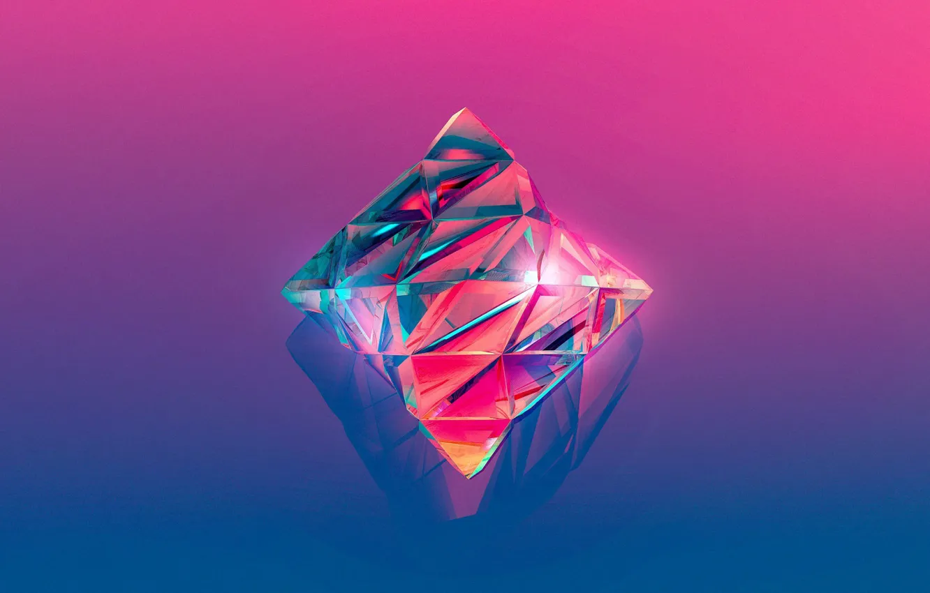 Фото обои абстракция, блеск, неон, грани, отблеск, кристал, neon, abstraction