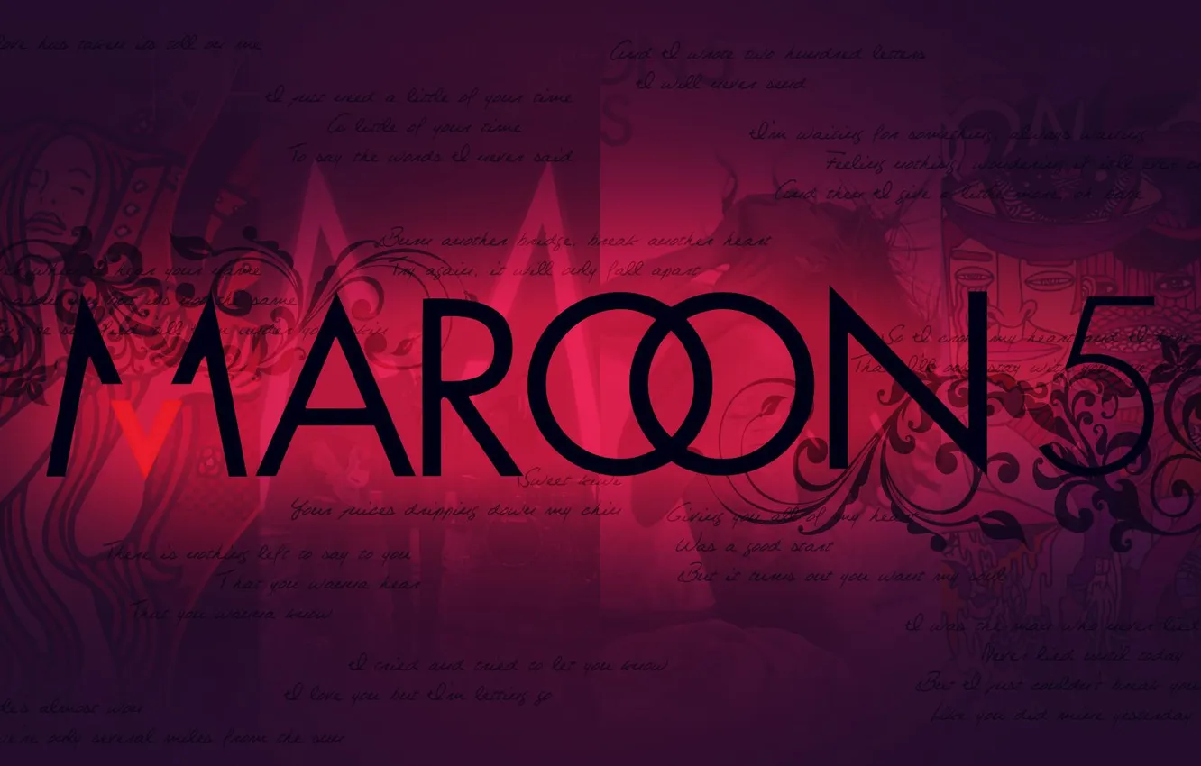 Фото обои музыка, логотип, группа, красный фон, Maroon 5