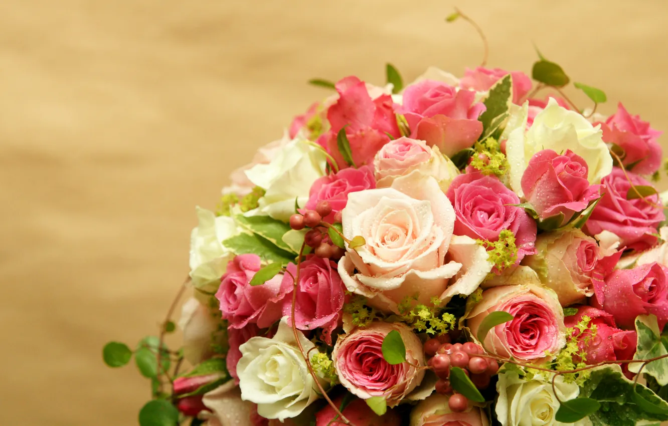 Фото обои капли, розы, букет, Roses, шикарный, Bouquets