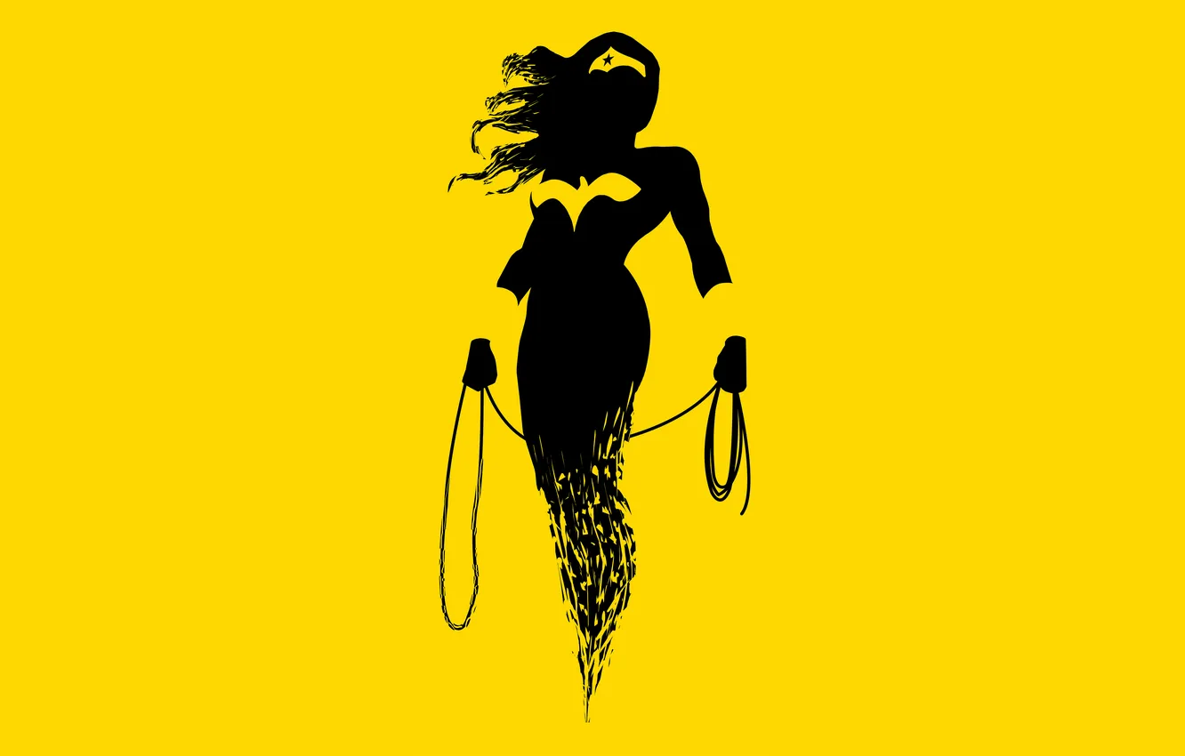 Фото обои минимализм, Wonder Woman, комиксы, minimalism, comics, yellow background, жёлтый фон, Diana Prince