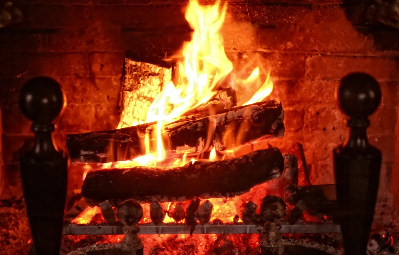 Фото обои огонь, пламя, дрова, fire, flame, камин, fireplace, flames
