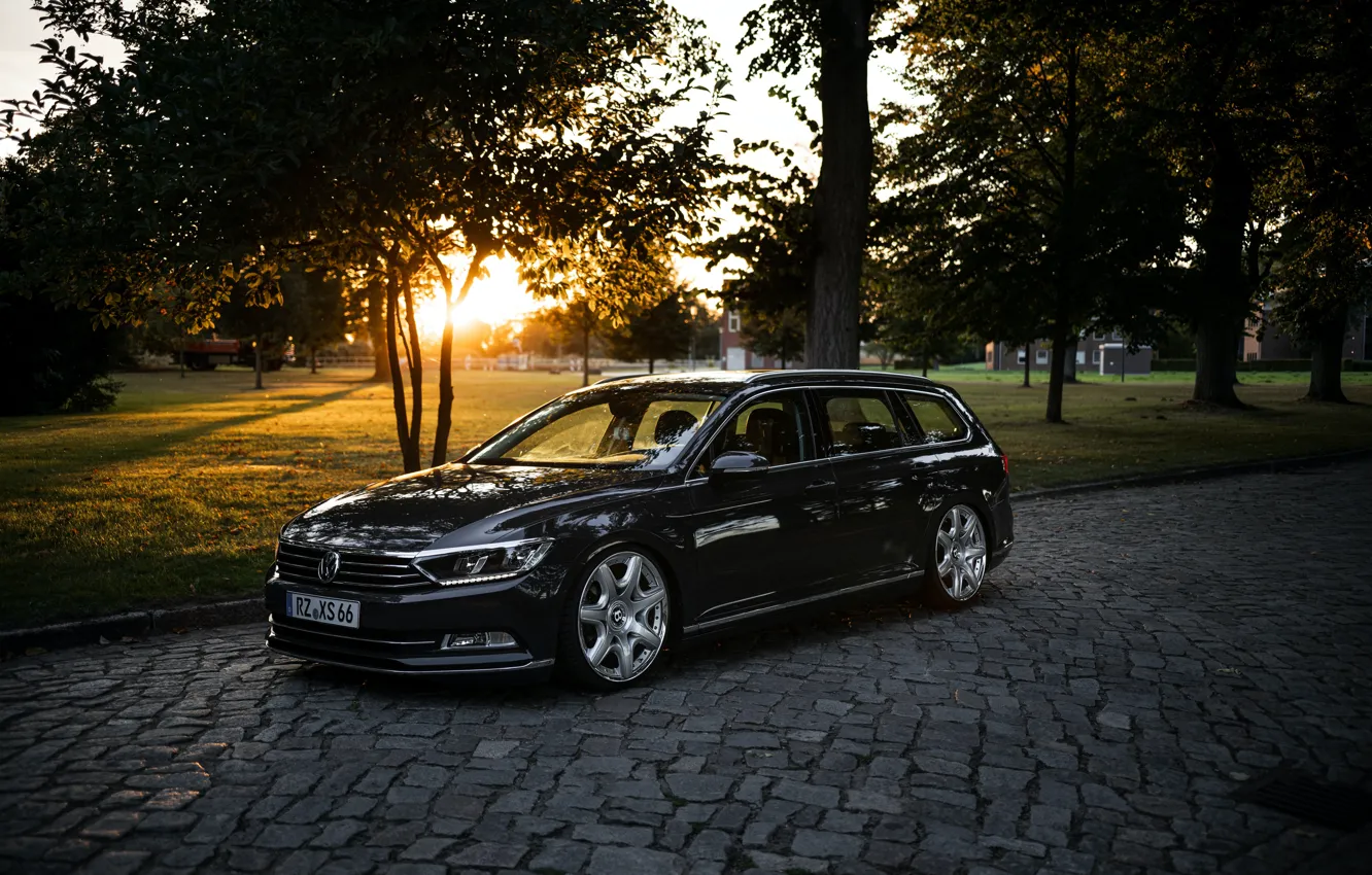 Фото обои car, Volkswagen, trees, street, sunlight, Passat, Variant, Leon Skibitzki