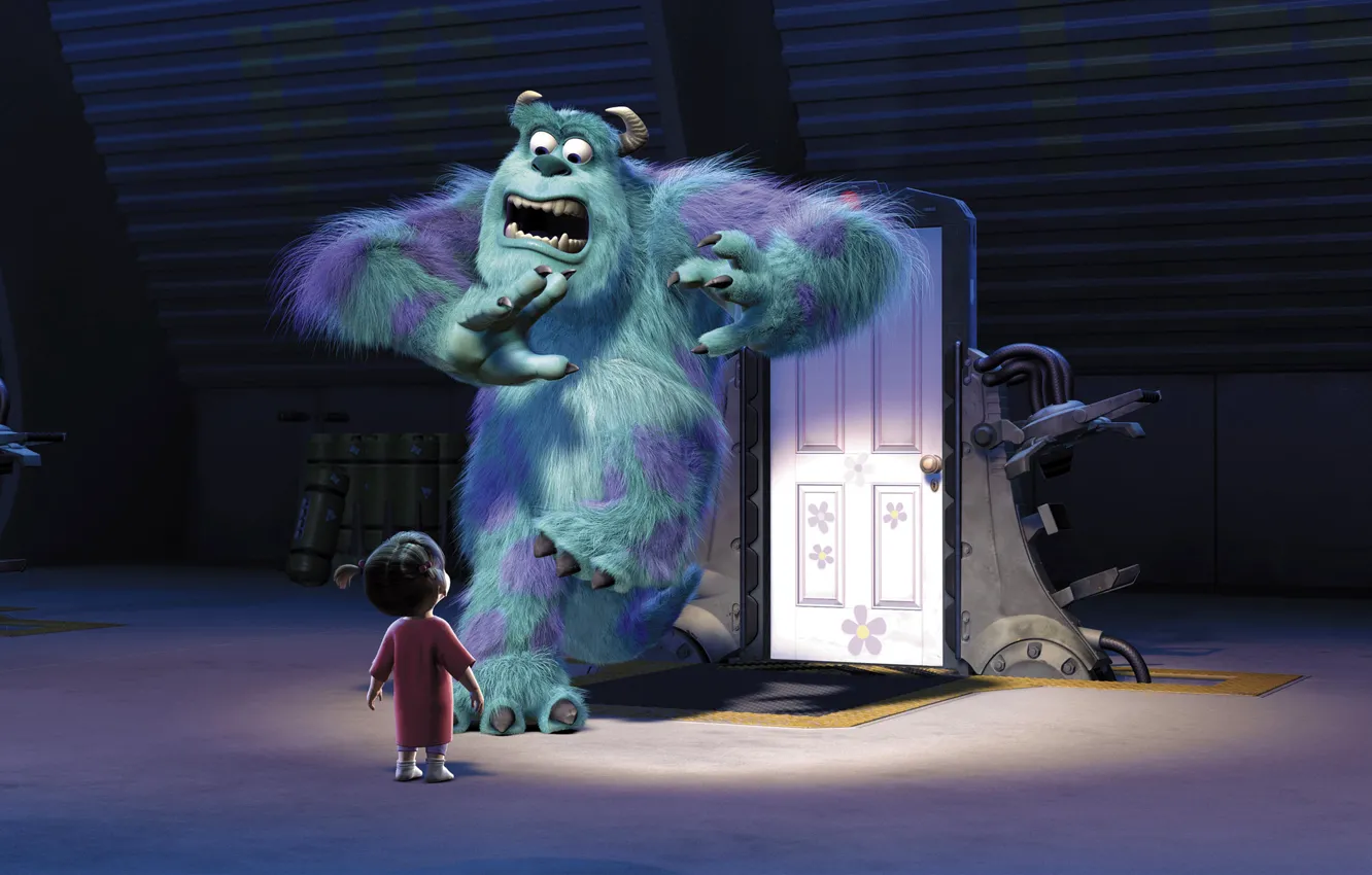 Фото обои мультфильм, монстр, двери, девочка, Корпорация монстров, Monsters Inc