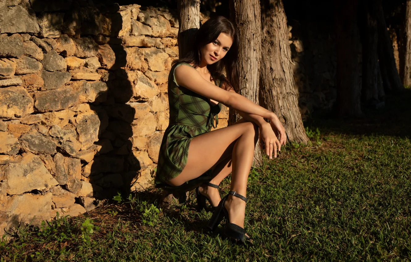 Фото обои long hair, model, brunette, gorgeous, photoshoot, posing, beautiful face, outdoors