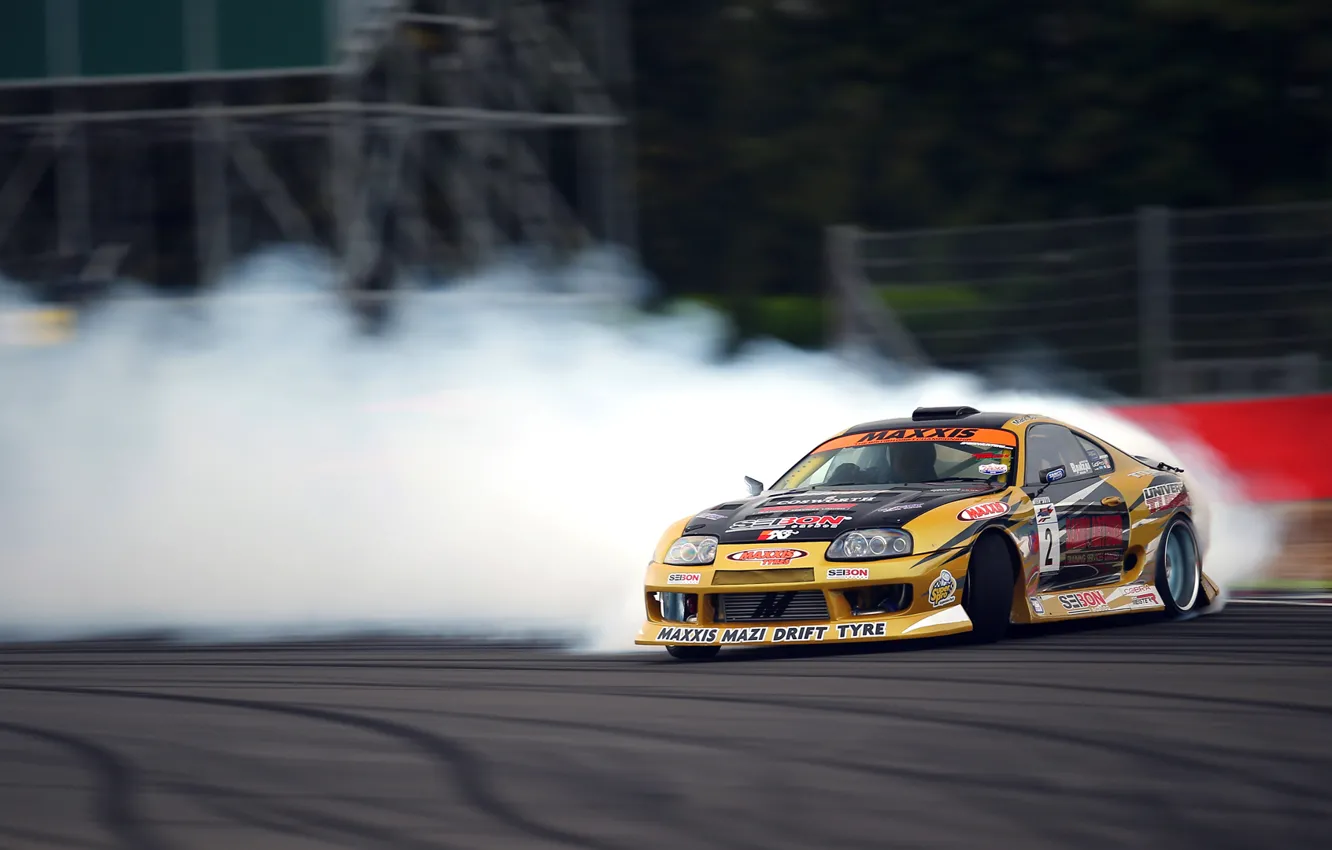 Фото обои Toyota, Drift, Supra, Smoke, Tuning, Competition, Sportcar