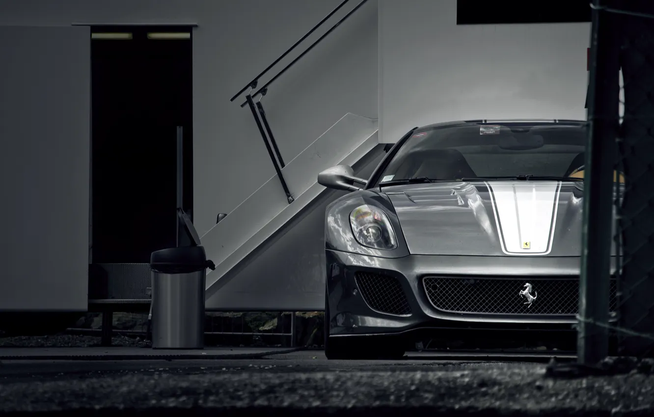 Фото обои Ferrari, silver, 599, GTO