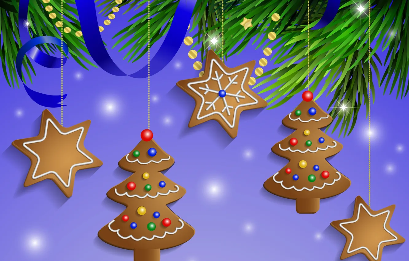 Фото обои снег, украшения, шары, Новый Год, Рождество, Christmas, Xmas, cookies