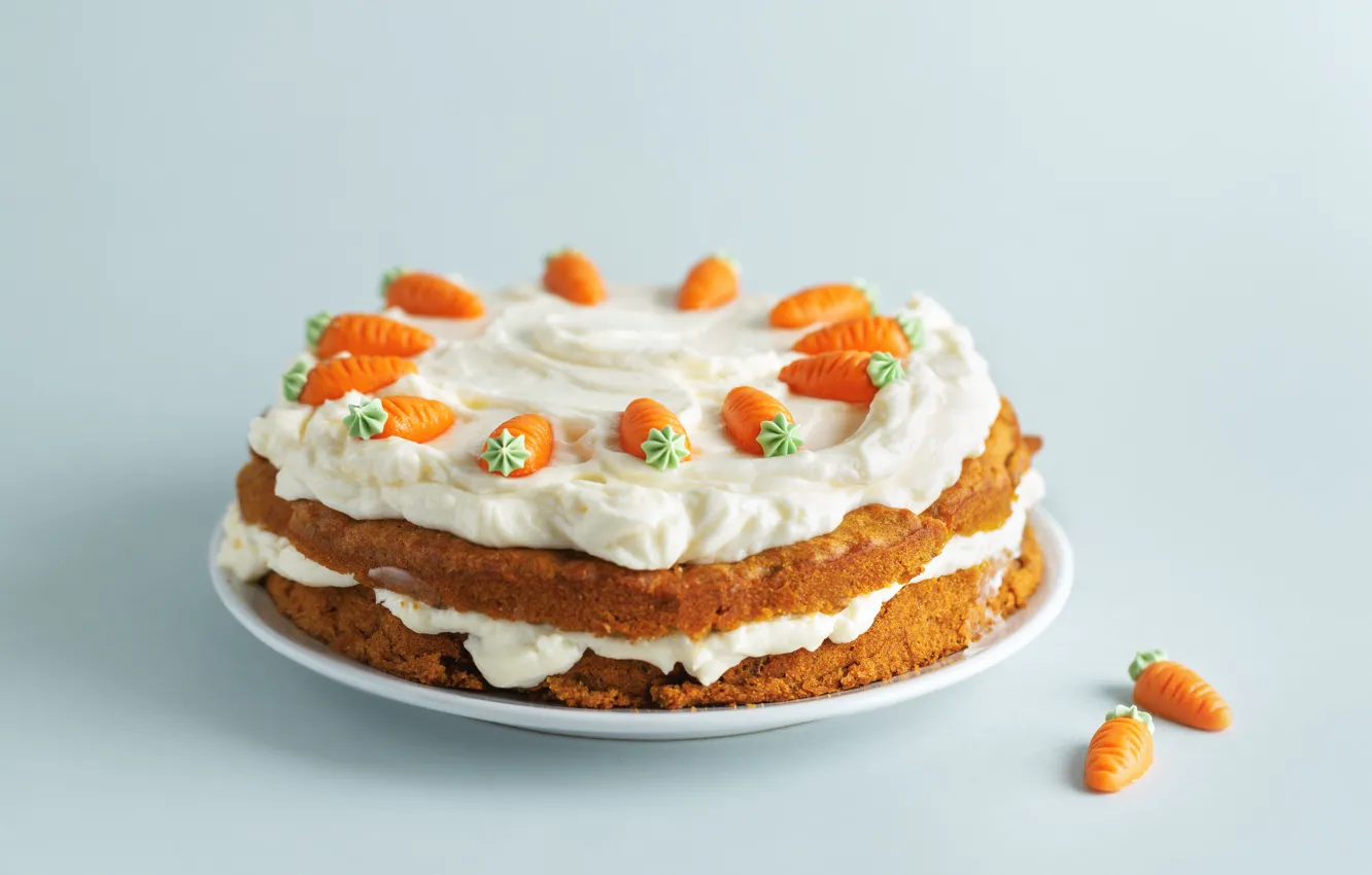 Фото обои фон, пирог, торт, морковь, слои, крем, оформление