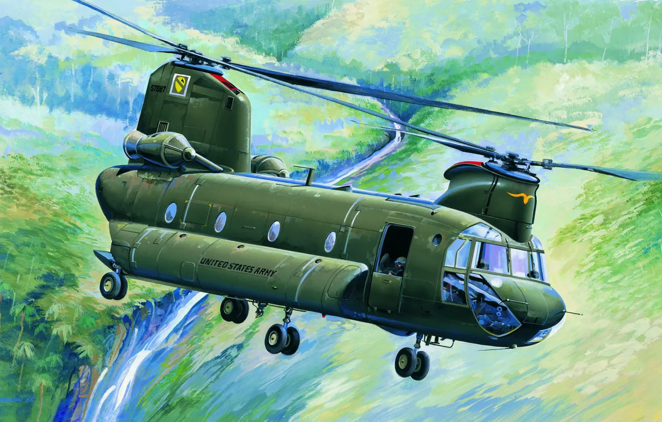 Фото обои США, Вертолёт, Военно-Транспортный, US Army, CH-47A Chinook