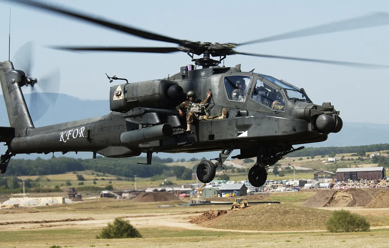 Фото обои США, вертолёт, боевой, взлёт, пилоты, AH-64 Apache, основной