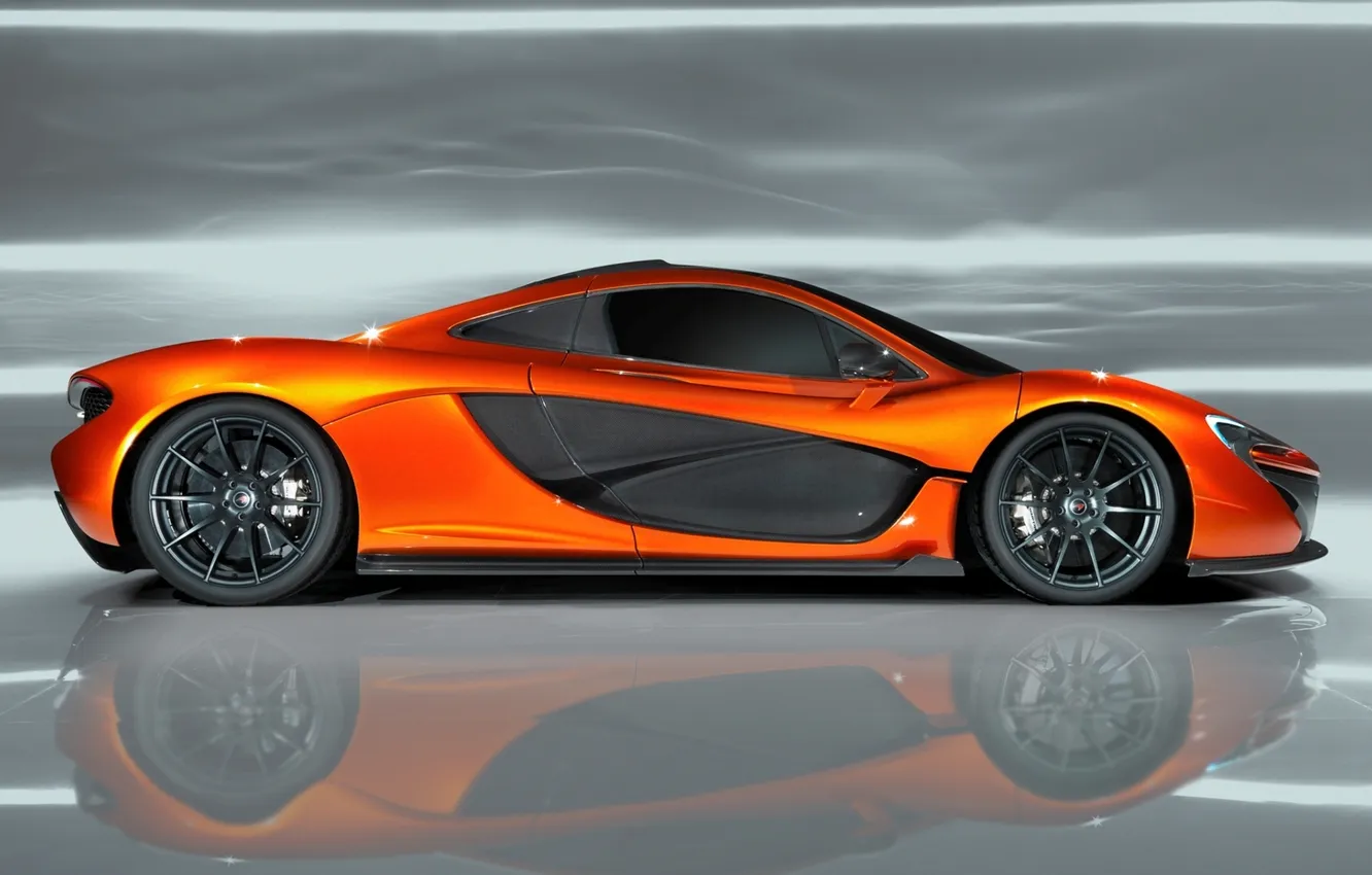Фото обои Concept, оранжевый, фон, McLaren, концепт, суперкар, вид сбоку, МакЛарен