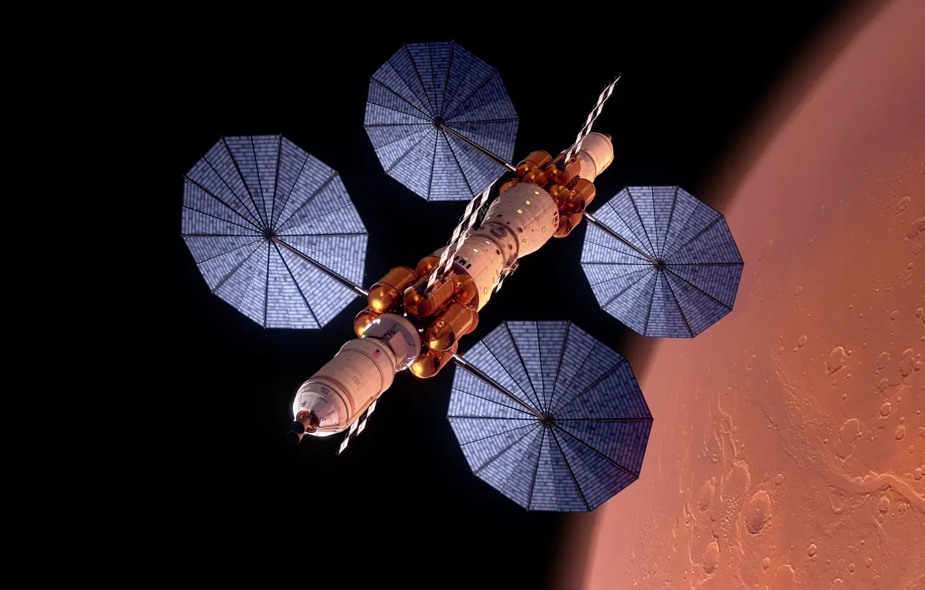 Фото обои космос, полет, Марс, экспериментальный аппарат, Базовый лагерь Марса