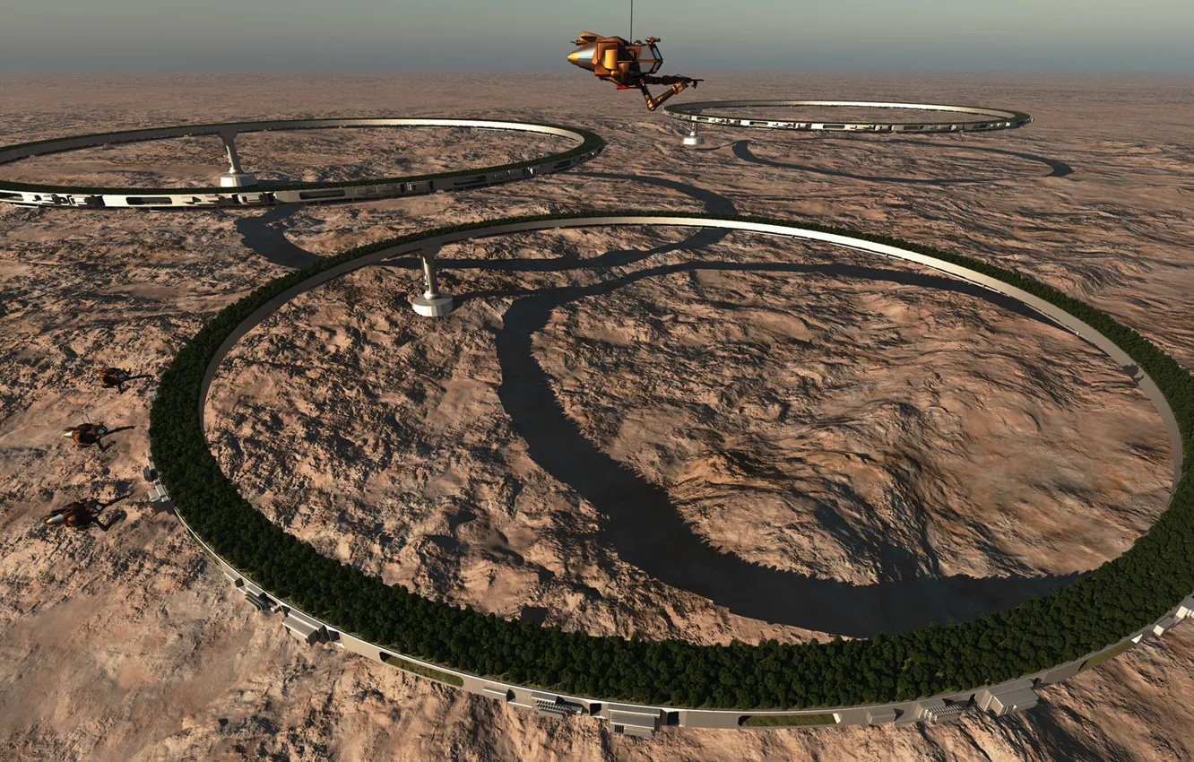 Фото обои сооружения, объект, плато, Farm Rings, groen links circle projects