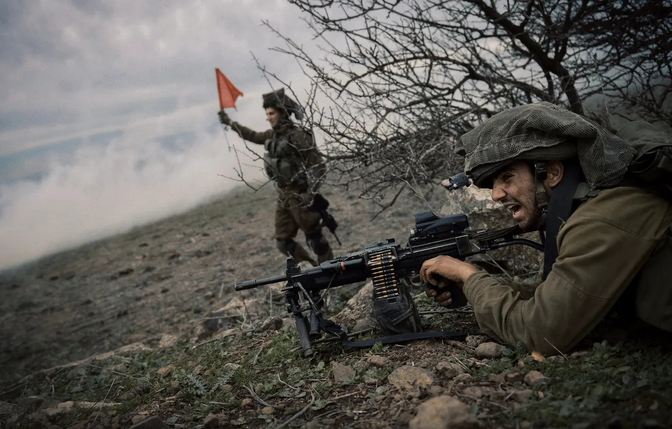 Фото обои оружие, фон, солдат, Israel Defense Force