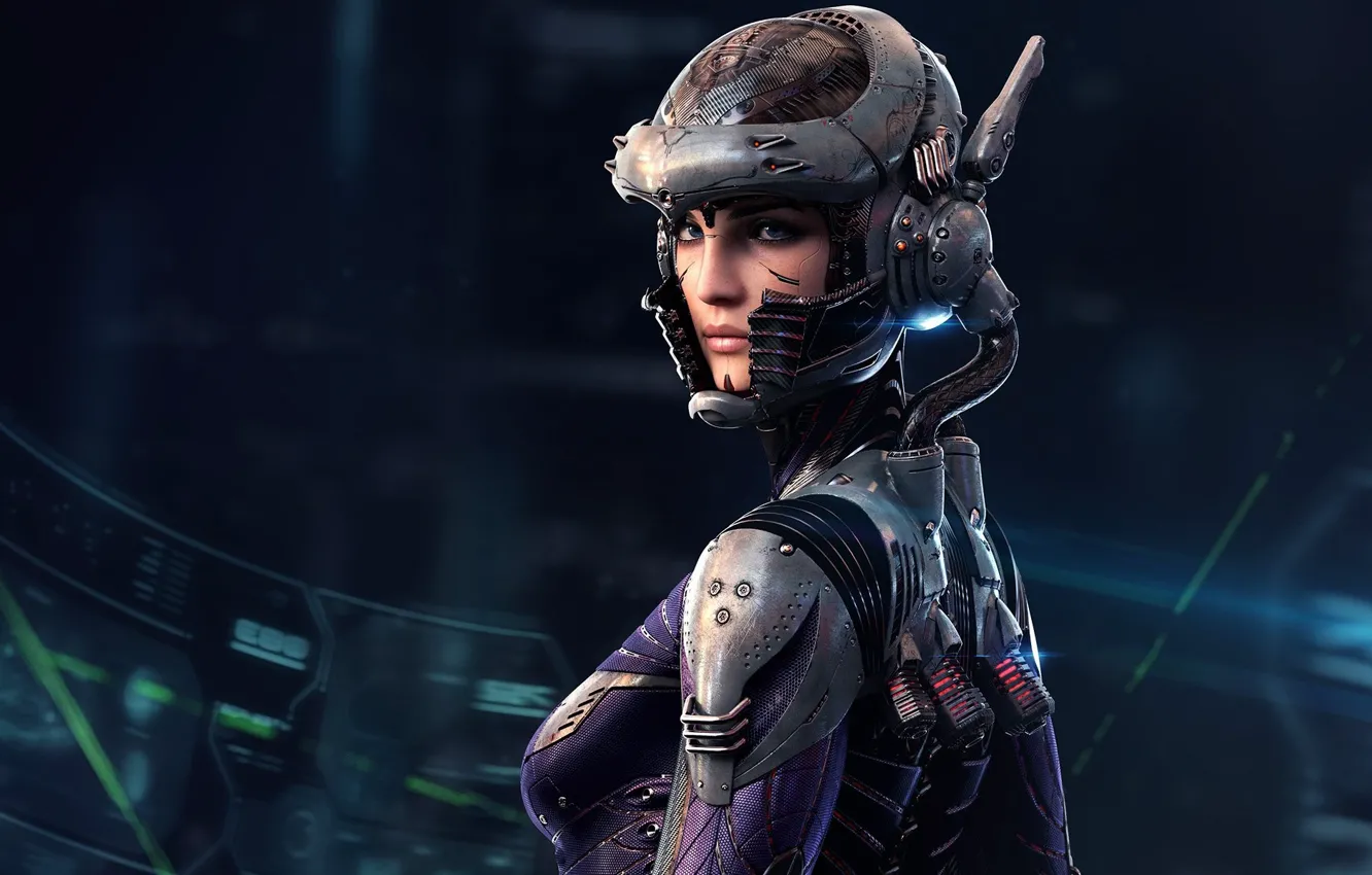 Фото обои девушка, фантастика, арт, Adam Kuczek, Sci-Fi 3D модель Artemis А.А. 3057