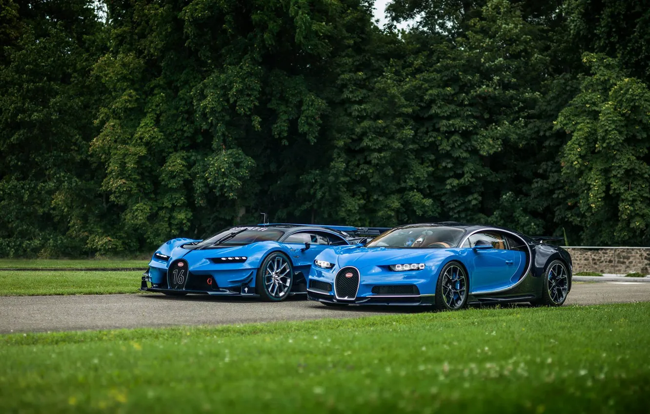 Фото обои газон, Bugatti, Vision, Gran Turismo, Chiron