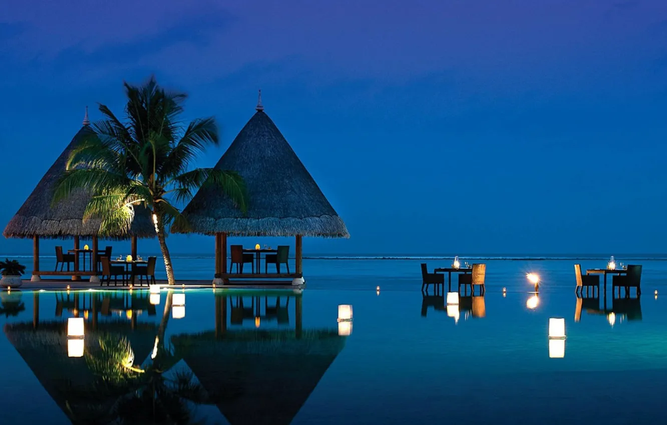 Фото обои pool, beach, ocean, evening, tropical, dining
