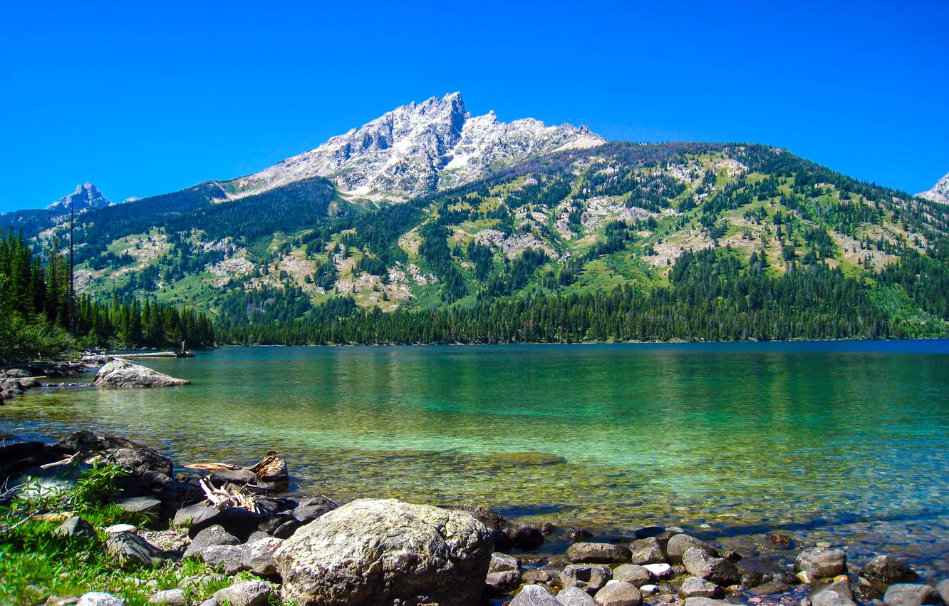 Фото обои горы, природа, озеро, Wyoming, Grand Teton National Park, Emerald Lake