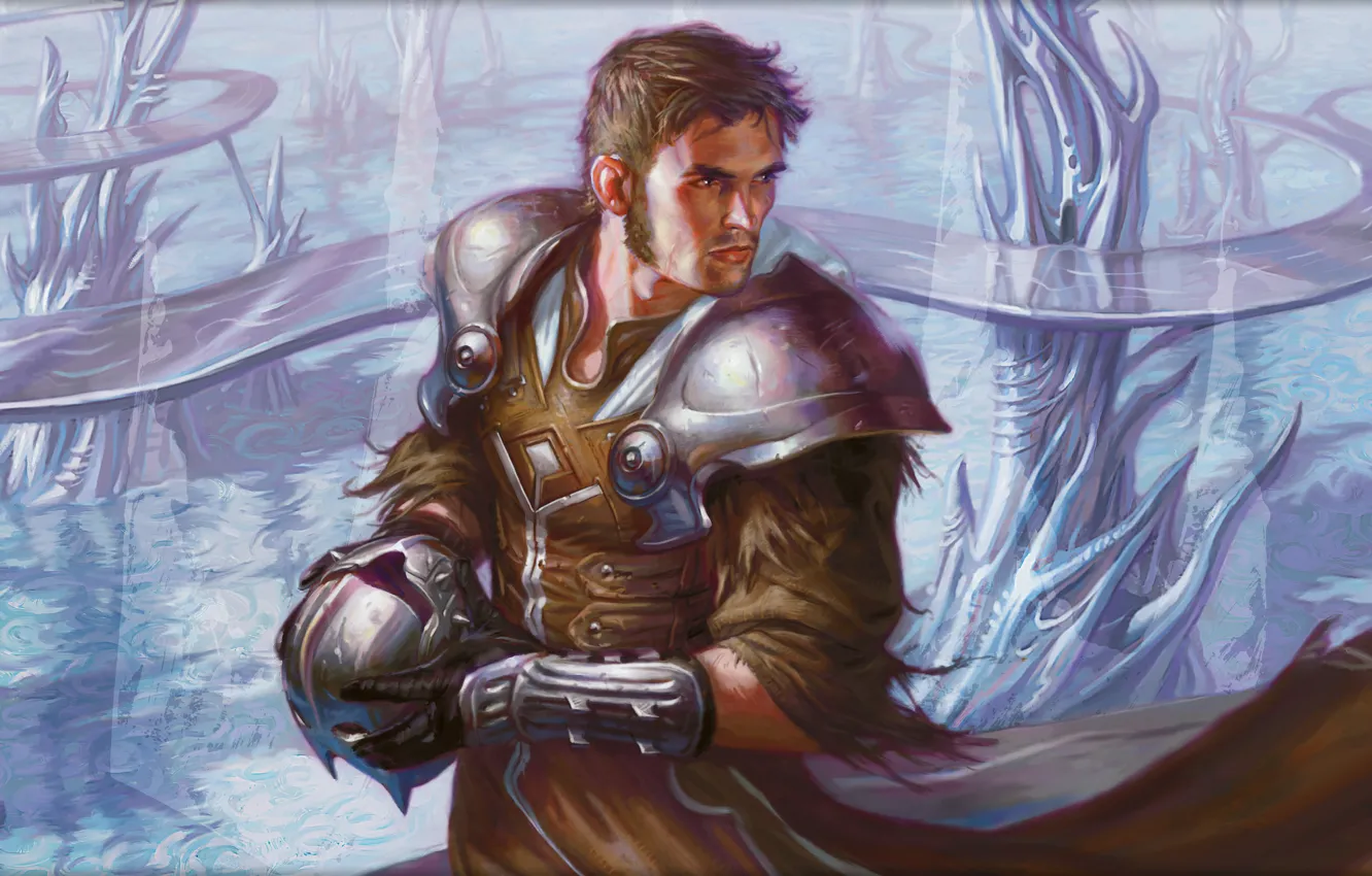 Фото обои воин, шлем, мужчина, рыцарь, Magic The Gathering, шрамы, knight, helmet