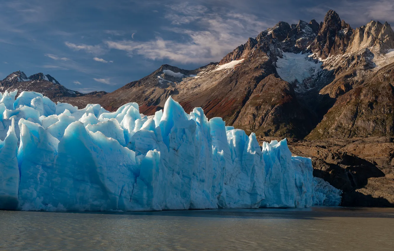 Фото обои лед, горы, природа, лёд, ледник, льдины, водоем, Чили