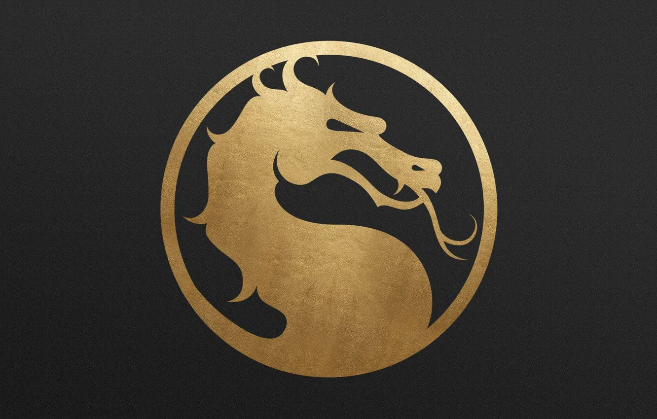 Фото обои logo, gold, dragon, metall, Mortal Kombat 11