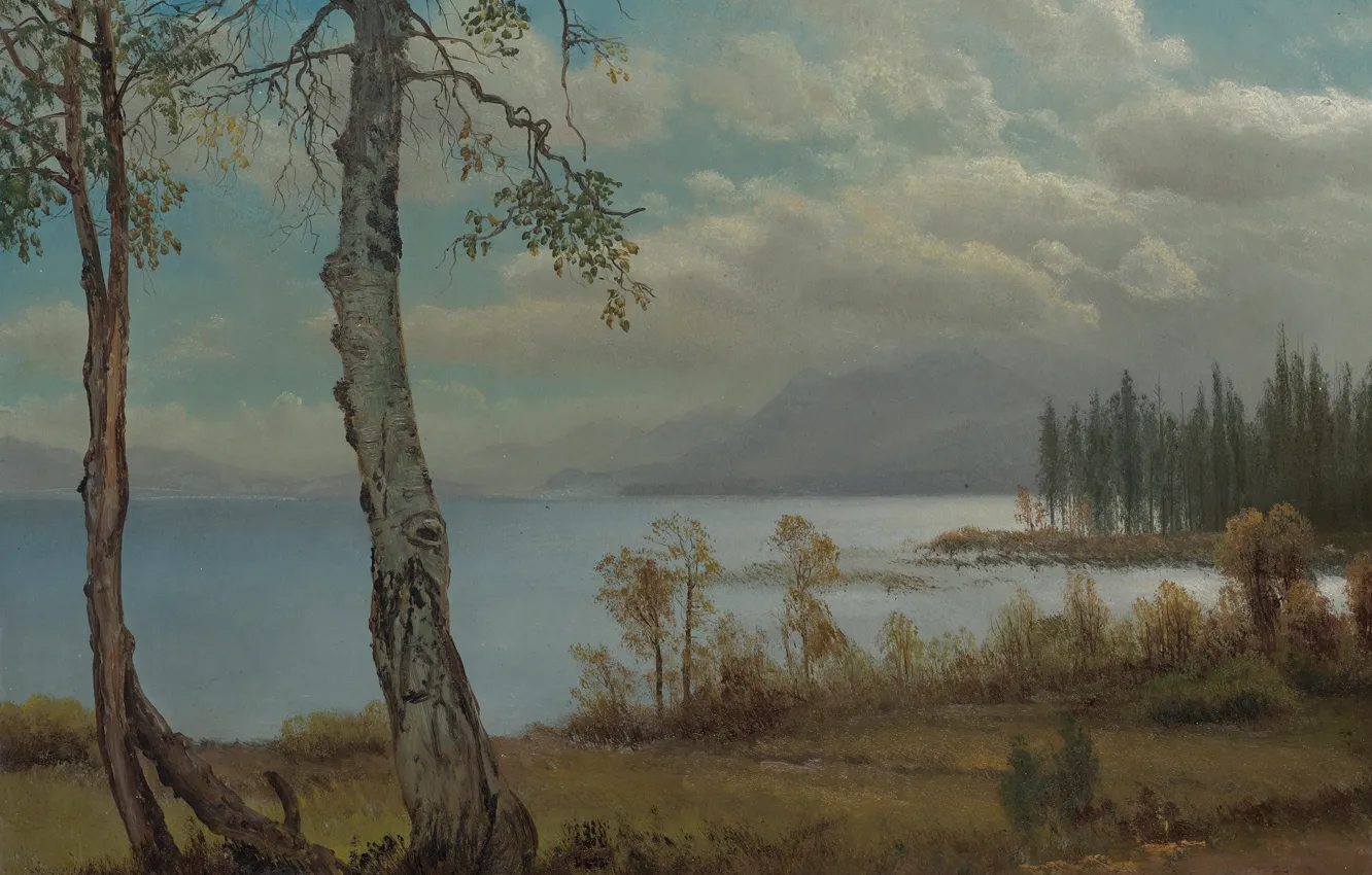 Фото обои пейзаж, картина, Альберт Бирштадт, Озеро Тахо
