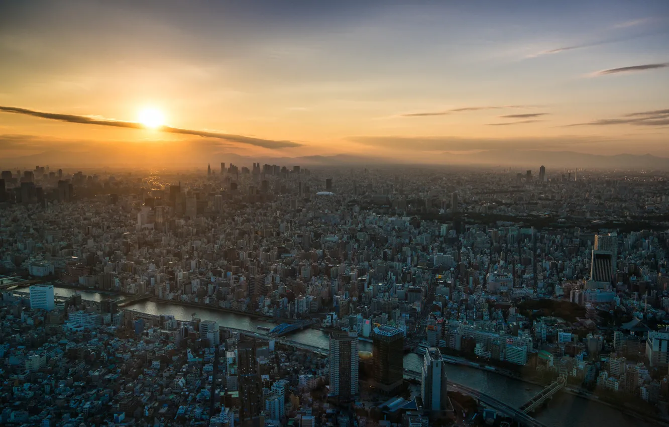 Фото обои city, sunset, building